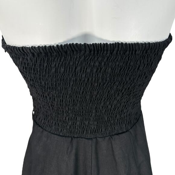 Faithful the Brand Alegrias Strapless Linen Jumpsuit Size 8 Black Vacation Beach - Picture 6 of 13